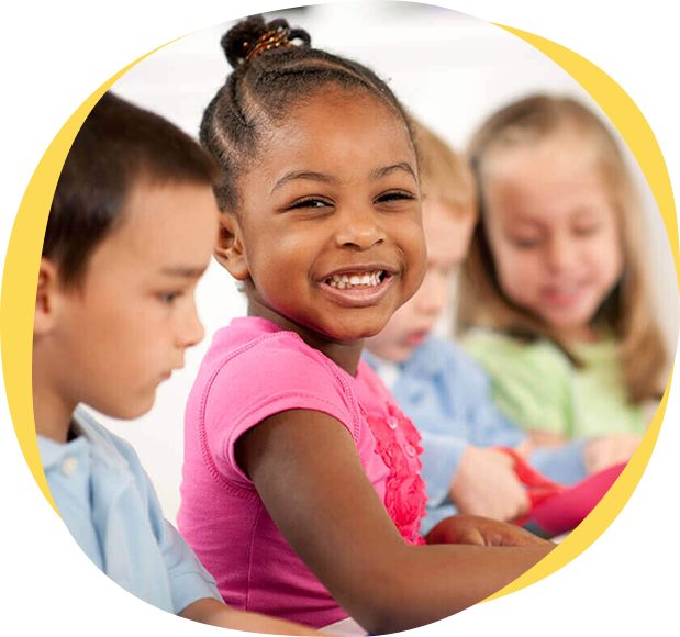 Children happily learning